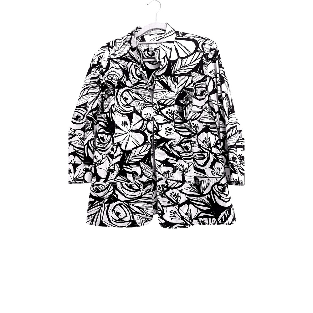 Coldwater‎ Creek Womens Black White Floral Size M